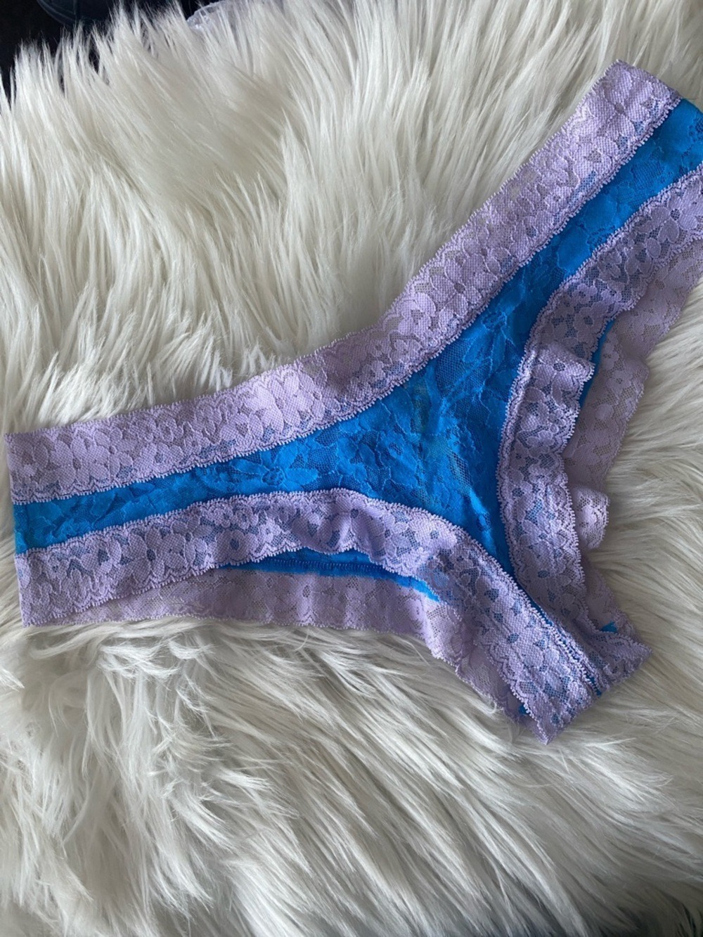 Victoria’s Secret Lace-Trim Bikini Panty in Blue and Lavender